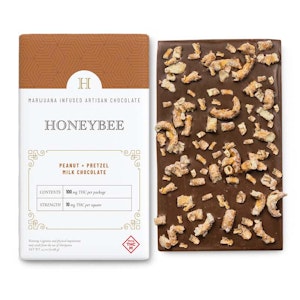 HONEYBEE - HONEYBEE PEANUT  PRETZEL MILK CHOCOLATE BAR 100MG