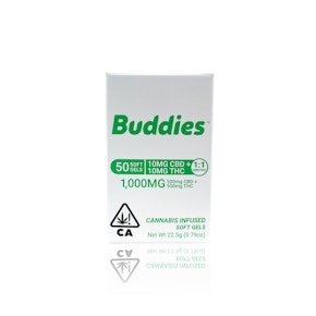 BUDDIES - Capsule - THC:CBD Soft Gels - 1:1 - 50-Count - 1000MG