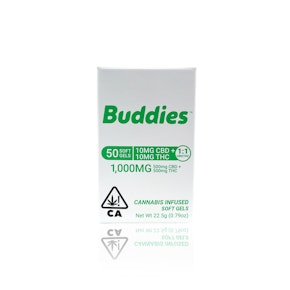 BUDDIES - Capsule - THC:CBD Soft Gels - 1:1 - 50-Count - 500MG