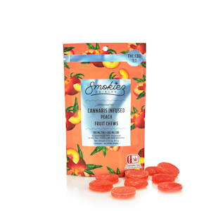 Smokiez Edibles - 200mg 1:1 CBD Peach Fruit Chews (10mg CBD, 10mg THC - 10 pack) - Smokiez