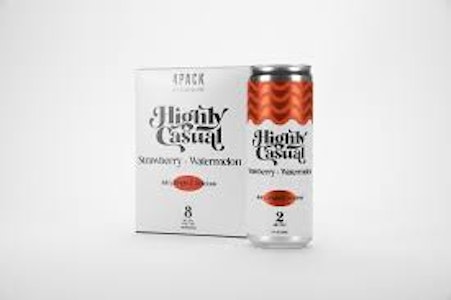 Highly Casual - Highly Casual - Strawberry + Watermelon 4pk Seltzer 8mg