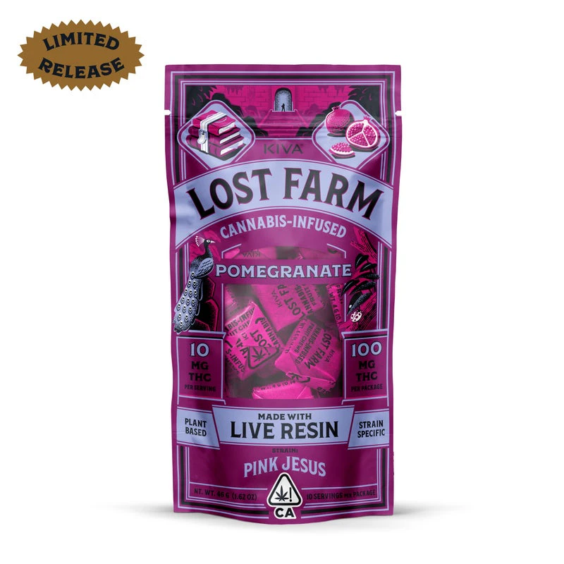 Kiva Confections - LOST FARM CHEWS - POMEGRANATE 100MG (PINK JESUS) - KIVA CONFECTIONS Main Image