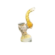5.5" Abstract Yellow Fume Swirl Sherlock Glass Bubbler