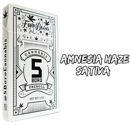 5 Boro Cannabis - Amnesia Haze -Sativa Dominant Hybrid- Pre-Roll 5pk 3.5g | 5 Boro   -ii5 back