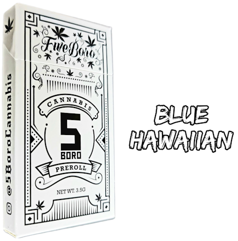 5 Boro Cannabis - Blue Hawaiian -Sativa- 5pk (Pre-Roll) 3.5g | 5 Boro    -gg7 back