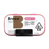 Extra Strength Relief Tablet Tin | 50pk 10mg:10mg THC:CBD | Breez
