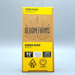 Bloom Farms - Bubba Kush 1g Cured Resin Cart - Bloom Farms