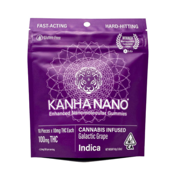 100mg THC Kanha NANO Indica Galactic Grape Gummies 