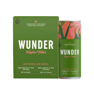 WUNDER - Watermelon Basil | Higher Vibes 12oz (4pk) 10mg THC/10mg D8 THC | Wunder