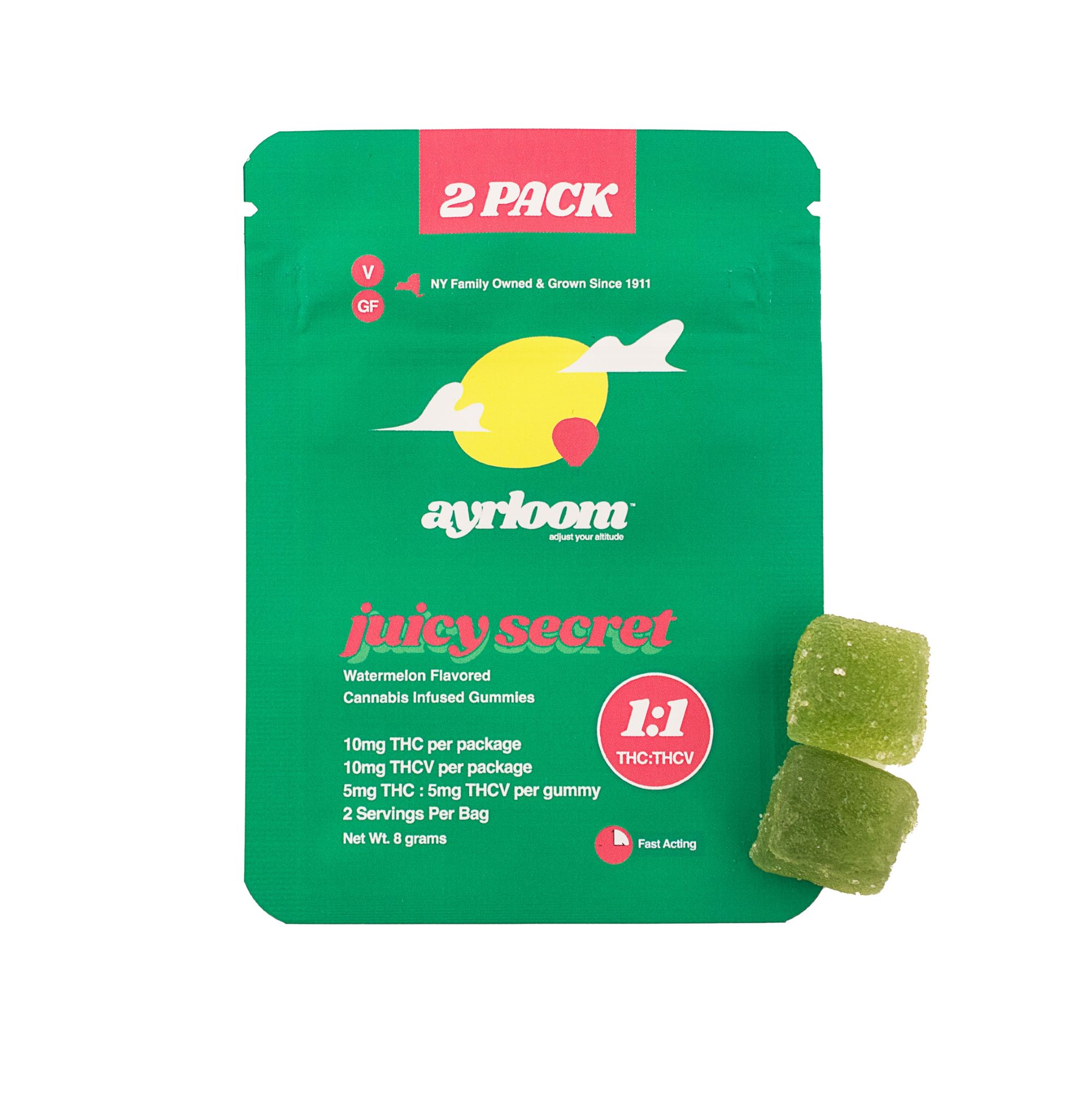 Ayrloom- 2 pack Juicy Secret Watermelon gummies- 1:1 THC/...