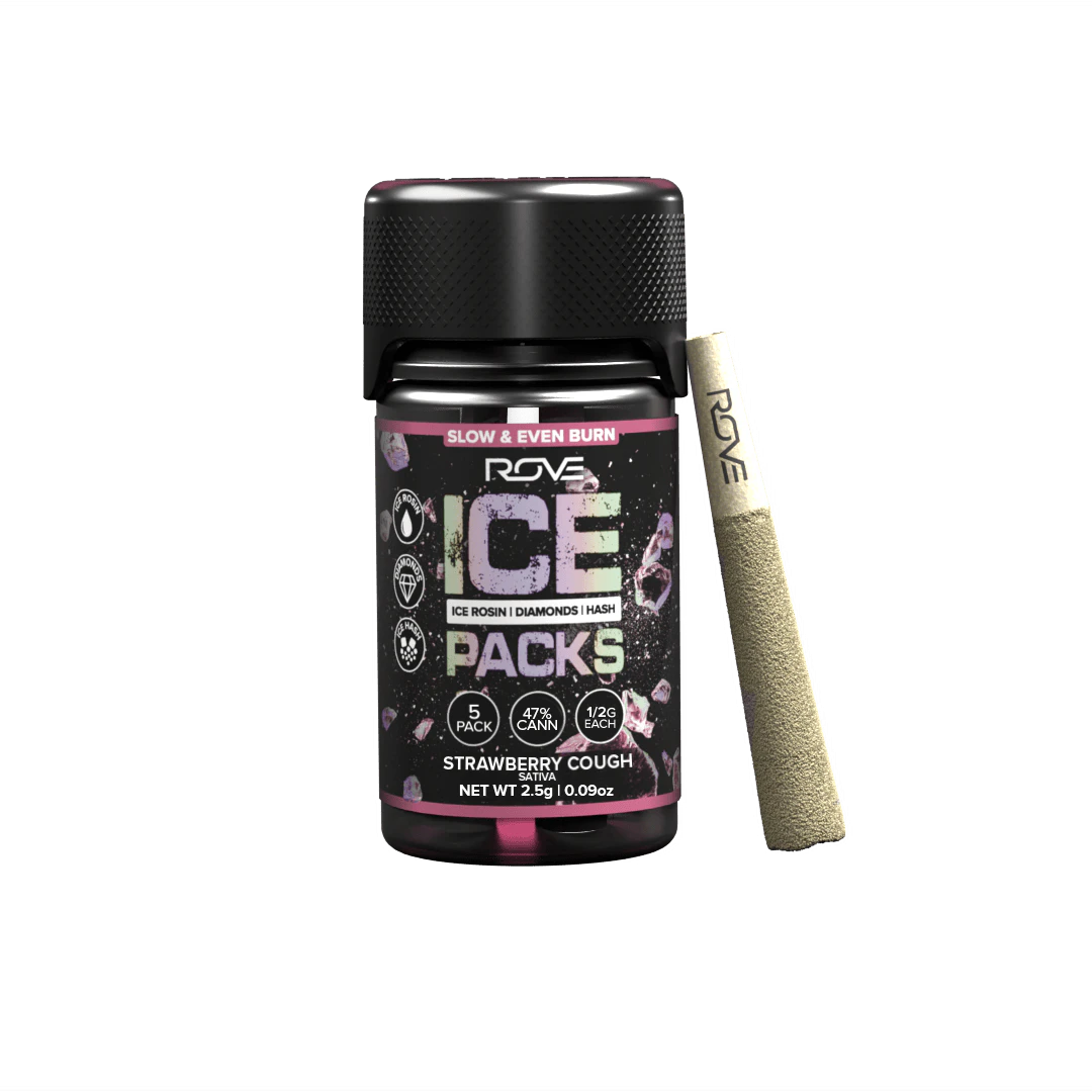ROVE - Strawberry Cough 0.5g 5pk Ice Rosin, Diamonds, Hash Infused Pre-Rolls Main Image