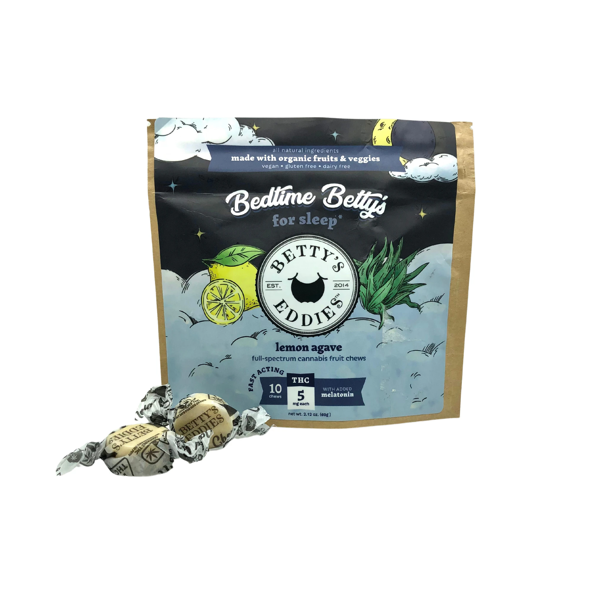 Betty's Eddies -  Bettys | Bedtime Lemon Agave 5:1:1:2 [THC/CBN/CBG/MEL] | 10pk | [50mg] Main Image