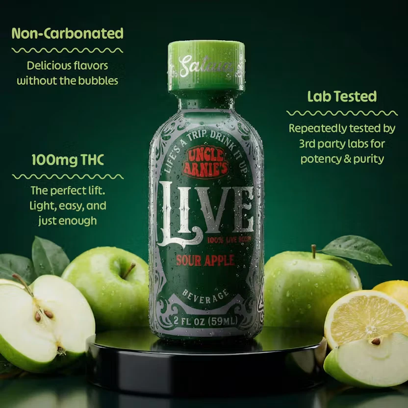 Kiva Confections - Uncle Arnie's 2oz 100% Live Rosin Sour Apple 100mg Main Image