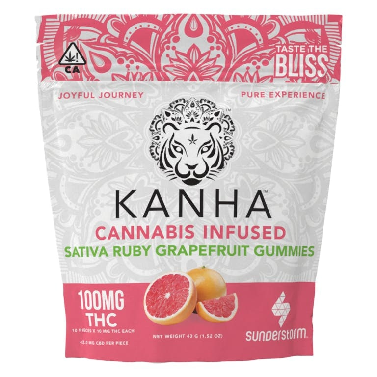 100mg THC Kanha Ruby Grapefruit Gummies (Sativa) Sacramento Cannabis