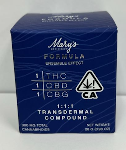 Mary's Medicinals  - 1:1:1 THC:CBD:CBG 900mg Transdermal Compound - Mary's Medicinals