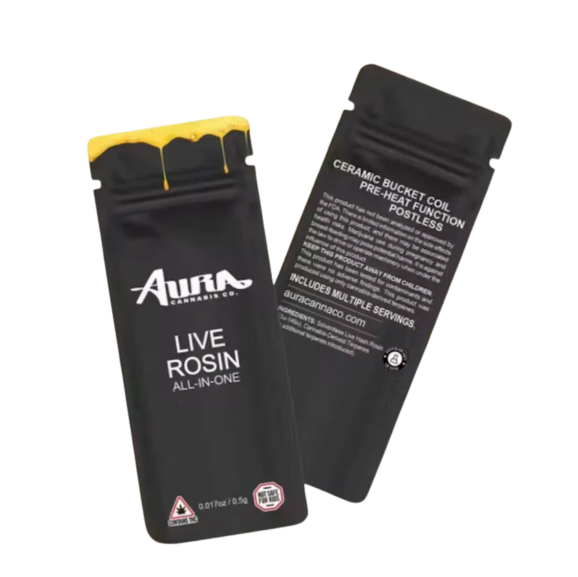 Aura Cannabis Co. - Strawnana | Aura x Bountiful Farms | Live Rosin Vape | (.5g) Main Image