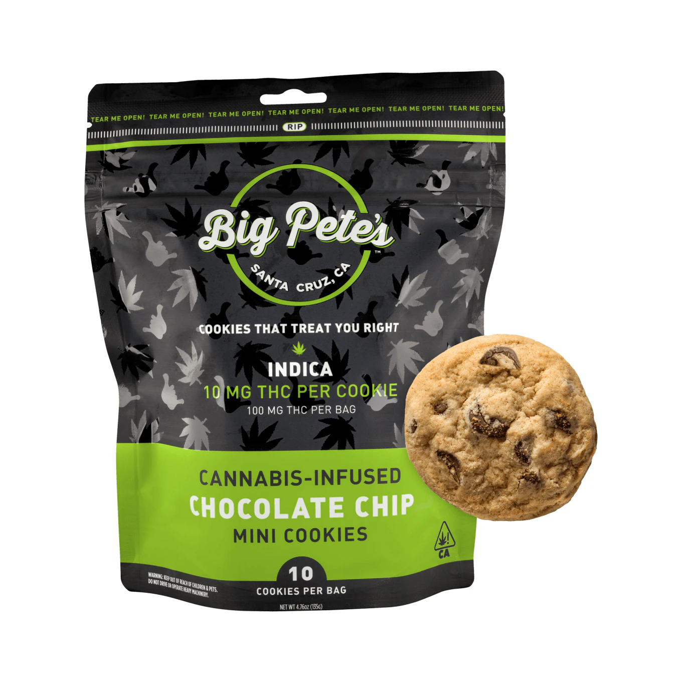 Big Pete's Treats - Big Pete's - 100mg 10pk Cookies - Chocolate Chip Indica Main Image