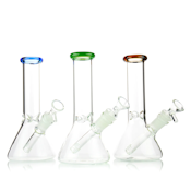 8" Beaker Bong with Colored Mouth - 4mm Glass