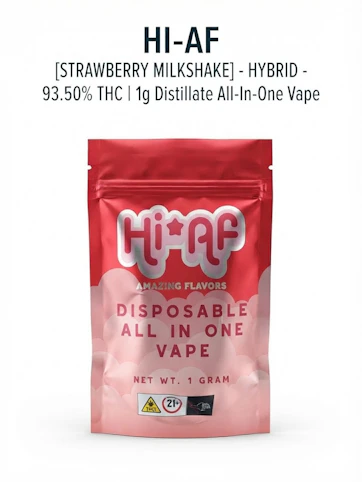 Hi*AF - Strawberry Milkshake - Hybrid - 93.50% THC | 1g Distillate All-In-One Vape | Hi-AF - RR6 BACK