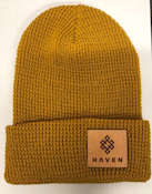 Haven - Main Collection - Gold Leather Logo Beanie