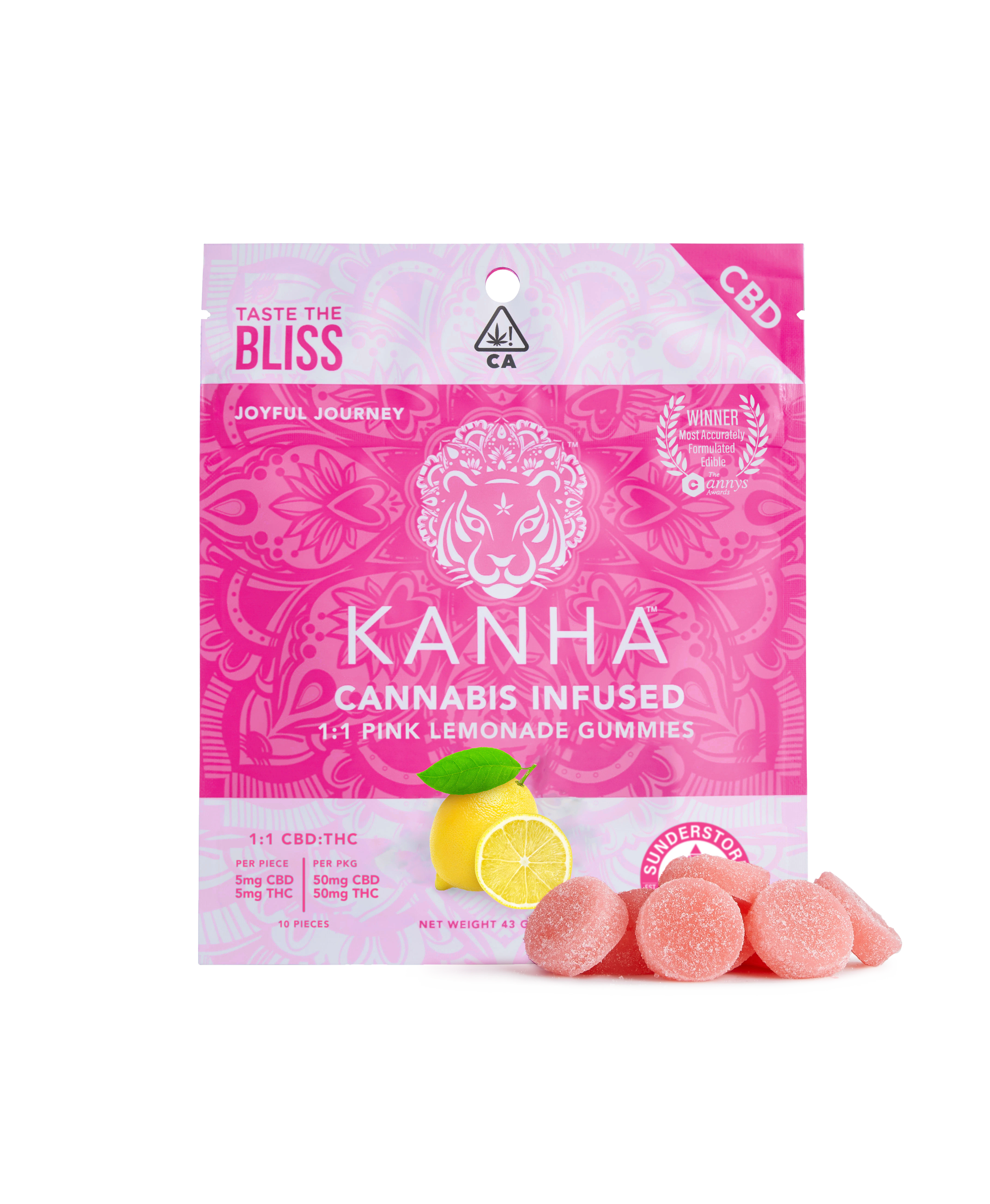 KANHA - Kanha Pink Lemonade Gummies 1:1 CBD:THC Main Image