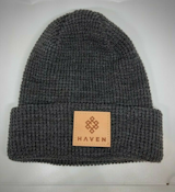Haven - Main Collection - Charcoal Leather Logo Beanie