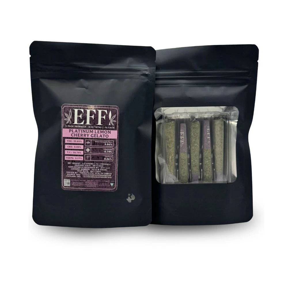 EFF! - Platinum Lemon Cherry Gelato 5pk Prerolls (3.5g total/.7g each) - EFF! (FIRE ISLAND) Main Image