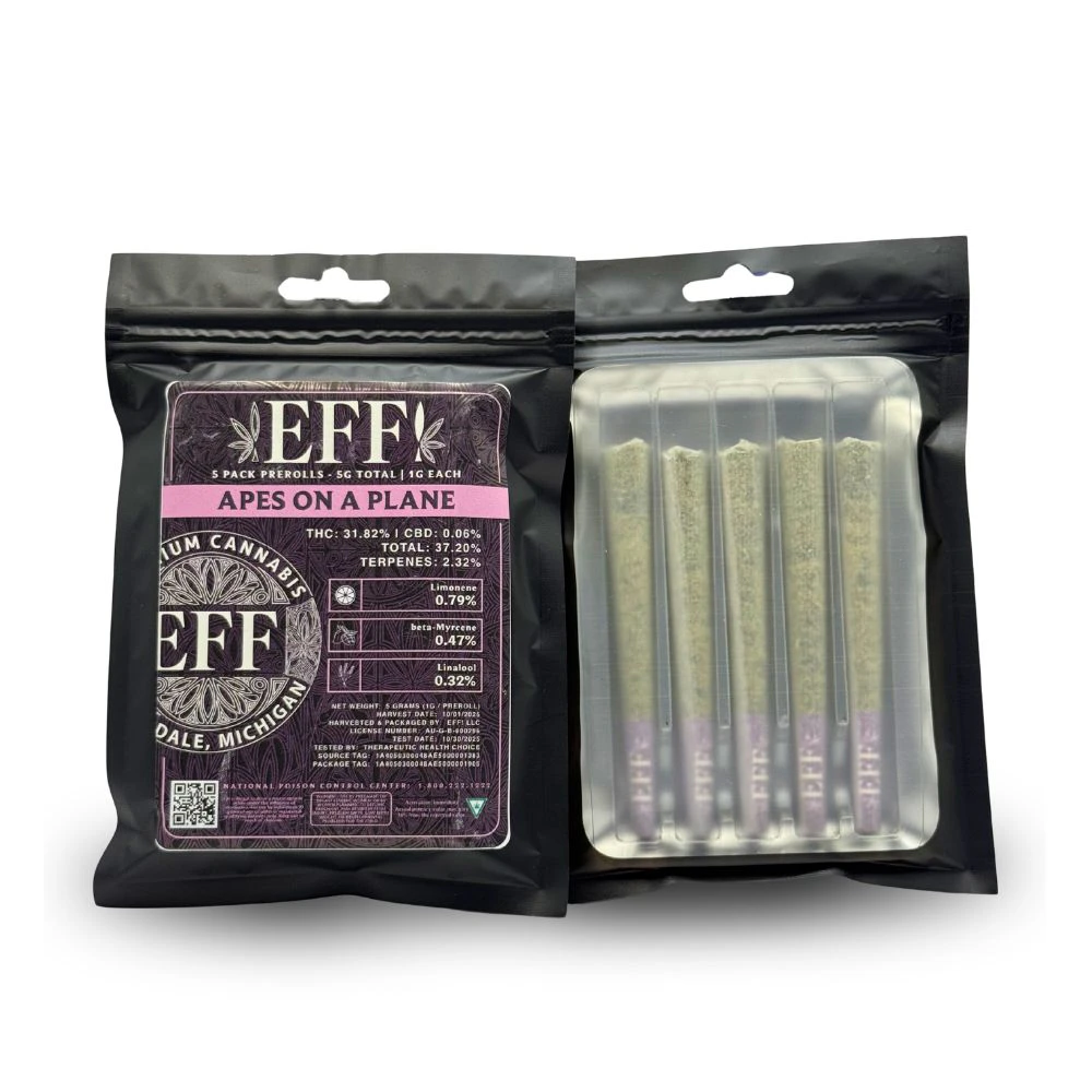 EFF! - Apes on a Plane 5pk Prerolls (5g total/1g each) - EFF! (FIRE ISLAND) Main Image