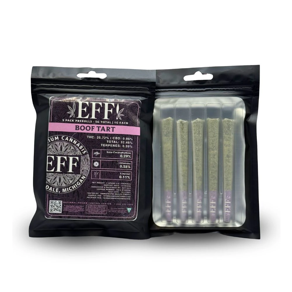 EFF! - Boof Tart 5pk Prerolls (5g total/1g each) - EFF! (FIRE ISLAND) Main Image