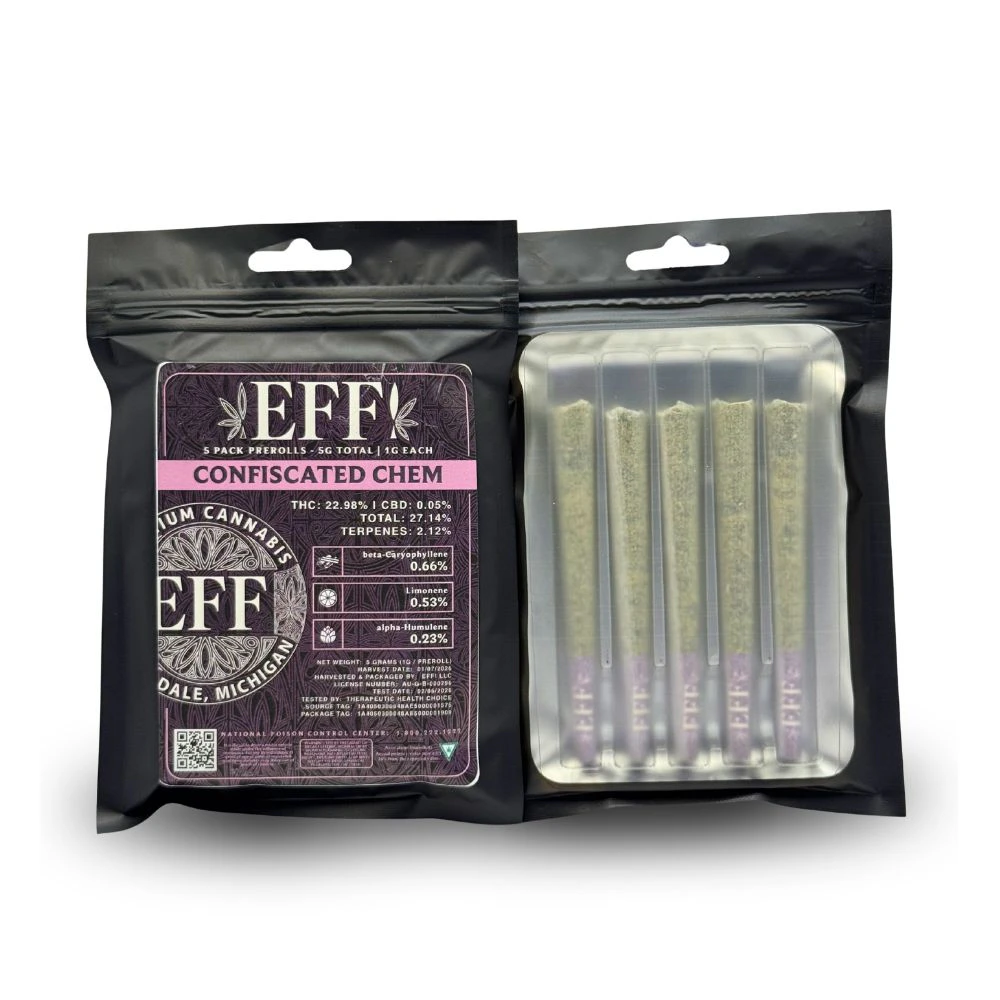 EFF! - Confiscated Chem 5pk Prerolls (5g total/1g each) - EFF! (FIRE ISLAND) Main Image