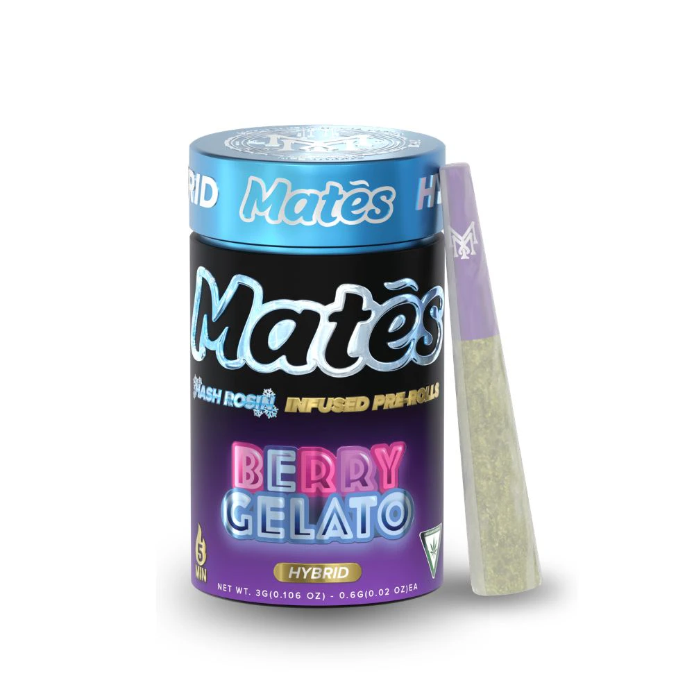 Muha Meds - Berry Gelato 5pk Mates Hash Rosin Infused Prerolls (3g total/.6g each) - MUHA MEDS Main Image