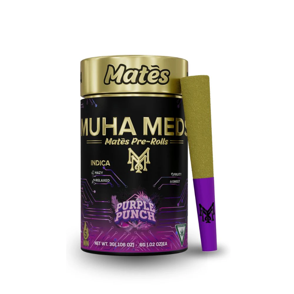 Muha Meds - Purple Punch 5pk Mates Infused Prerolls (3g total/.6g each) - MUHA MEDS Main Image