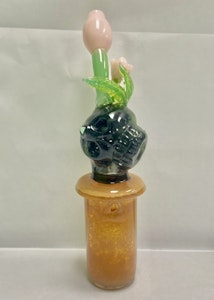 5th Element Glass - 5th Element - Potted Skull w/ Tulips Growing (Dr. Dabber) - Glass