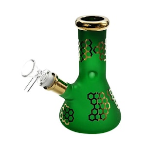 MJ Wholesale - 6.5" Green Golden Honeycomb Water Pipe