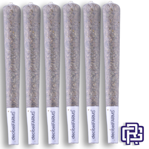 DECIBEL FARMS - Mega Runtz #1 and Blueberry Banana Muffins #11 "Basslines Duets" Pre-Rolls | 0.5g 6pk (Bubble Hash-Infused)