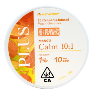 PLUS PRODUCTS - Plus - Calm  - Mango - 10:1 CBD/THC- Gummies - 20pk - 100mg