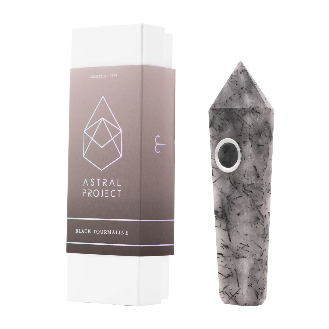 ASTRAL PROJECT - TOURMALINED QUARTZ GEMSTONE PIPE - ASTRAL PROJECT Main Image