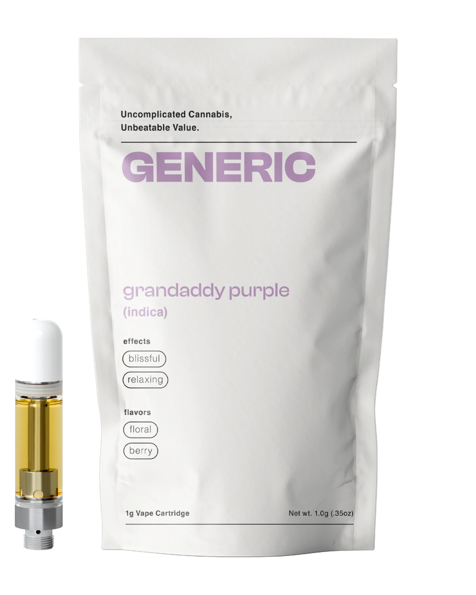 Generic From Contract Canna - Generic | Cartridge | Grandaddy Purple | 1g Main Image