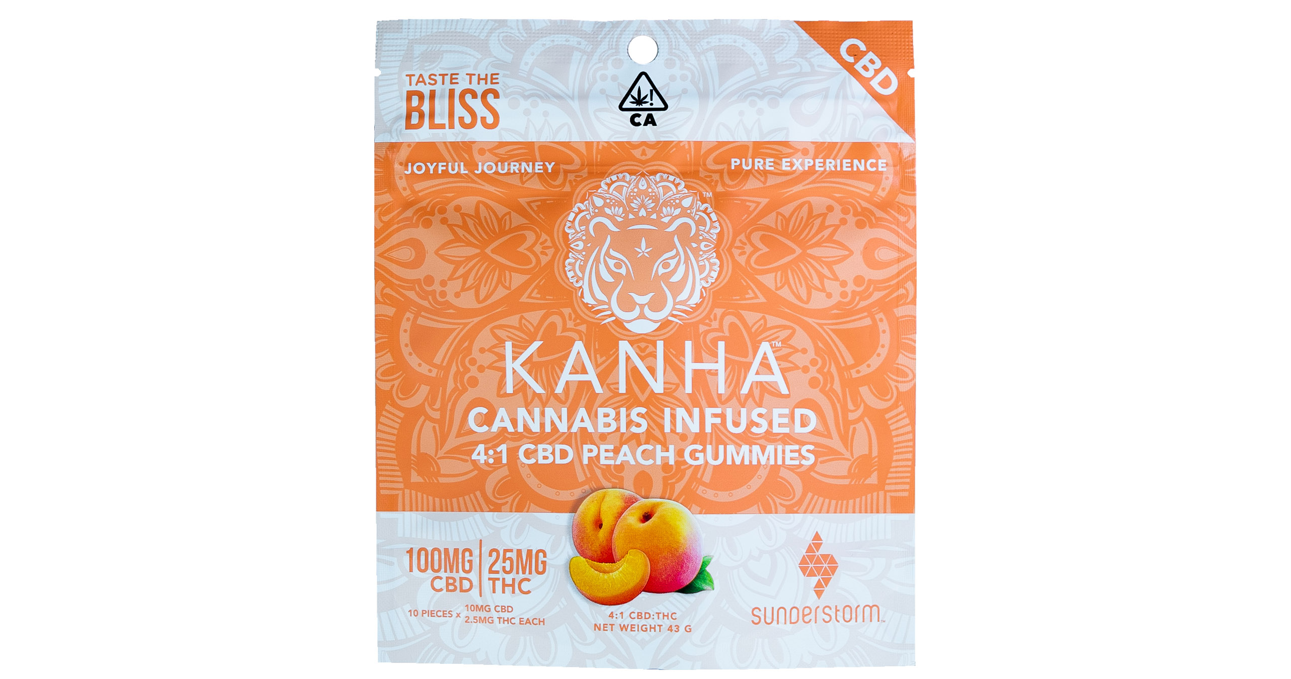 Peach 4:1 CBD:THC Gummies - 125mg