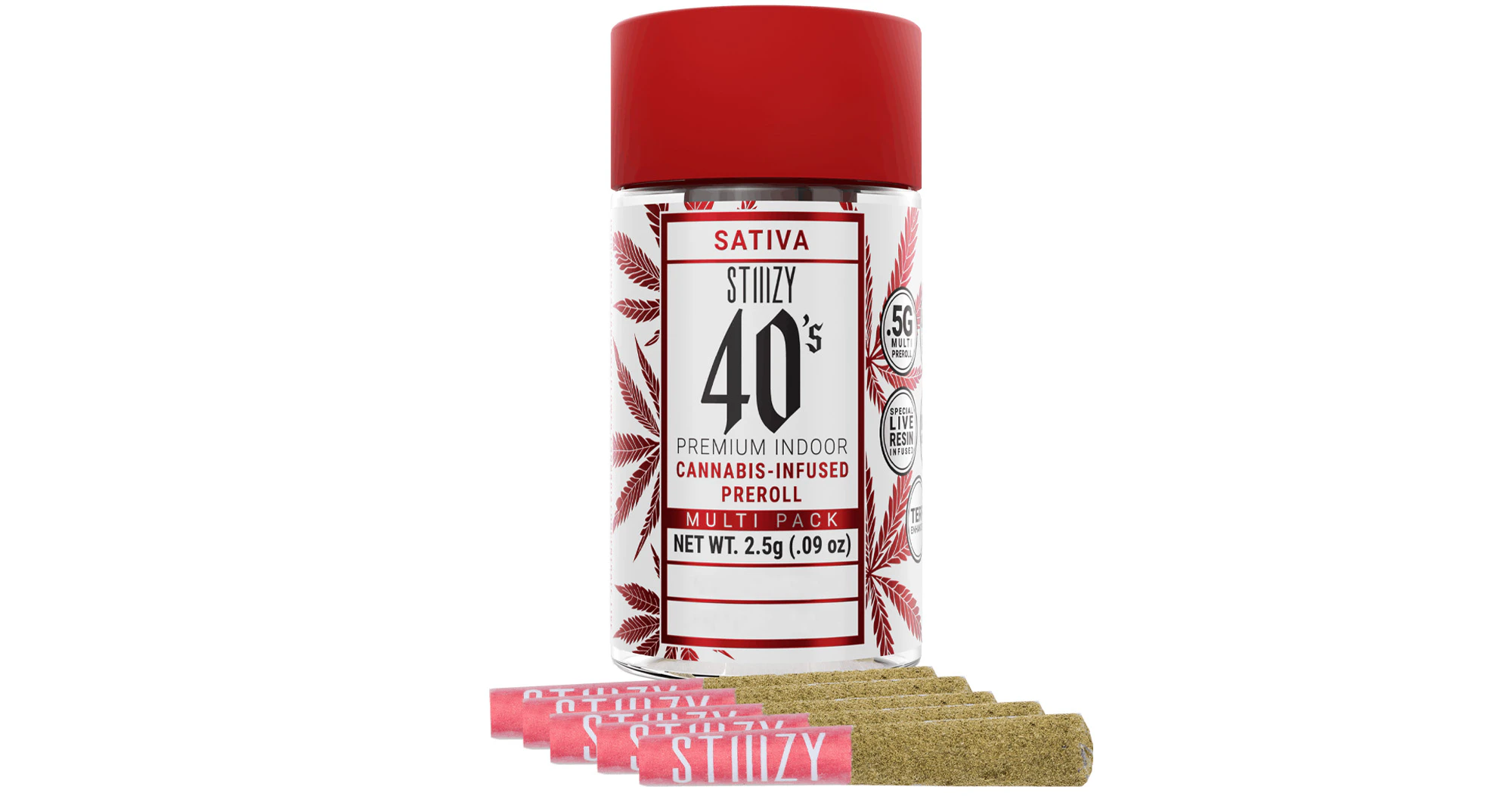 STIIIZY - Stiiizy - Strawberry Cough 40's Premium Infused Pre-Rolls - 5ct Main Image