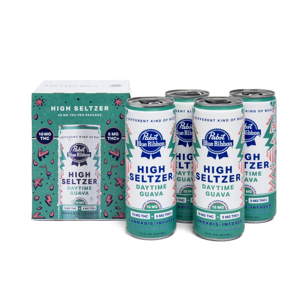 60mg THC Daytime Guava Beverage (10mg THC, 5mg THCv -  4 Pack) - Pabst picture