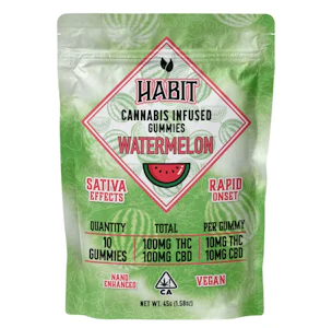 Habit - WATERMELON 1:1 CBD GUMMIES 100MG - HABIT