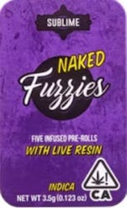FUZZIES - [Fuzzies] Naked Live Resin Infused Preroll 5 Pack - 3.5g - Slurricane (I)