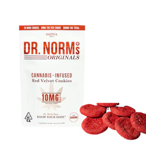 Dr. Norm's - 100mg THC Sativa Red Velvet Cookies (10mg - 10 pack) - Dr. Norm's