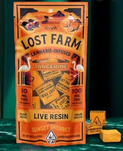 Kiva Confections - LOST FARM CHEWS - TANGERINE 100MG (SUNSET SHERBET) - KIVA CONFECTIONS