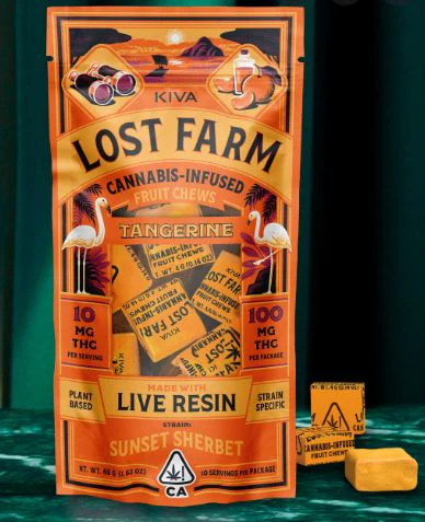 Kiva Confections - LOST FARM CHEWS - TANGERINE 100MG (SUNSET SHERBET) - KIVA CONFECTIONS Main Image