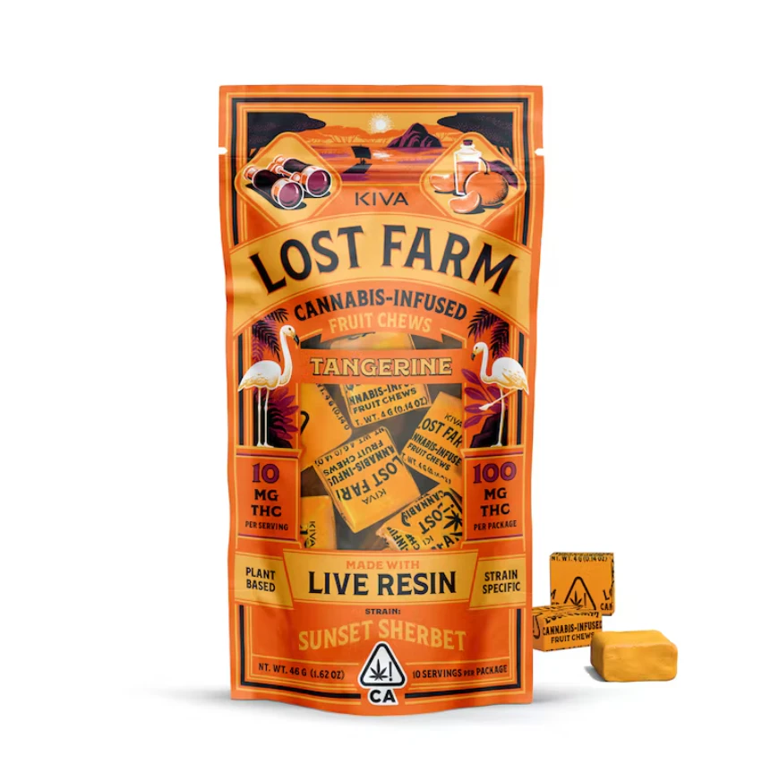 Kiva Confections - LOST FARM - TANGERINE CHEWS 100MG - KIVA CONFECTIONS Main Image