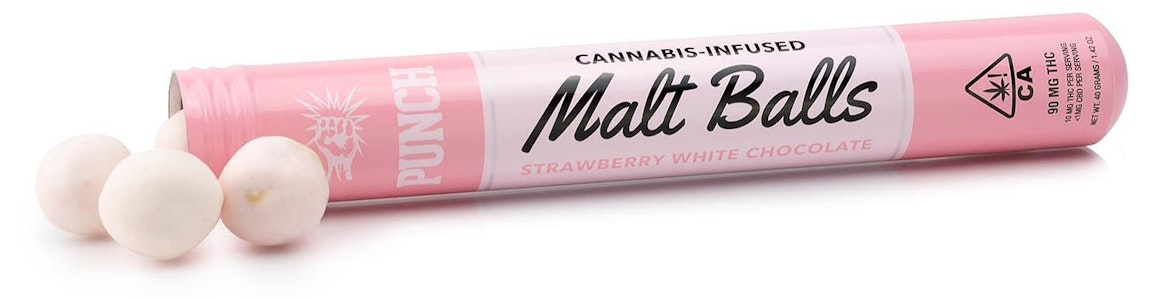 PUNCH EDIBLES & EXTRACTS - SOLVENTLESS MALT BALLS - STRAWBERRY WHITE CHOCOLATE 100MG - PUNCH EDIBLES & EXTRACTS