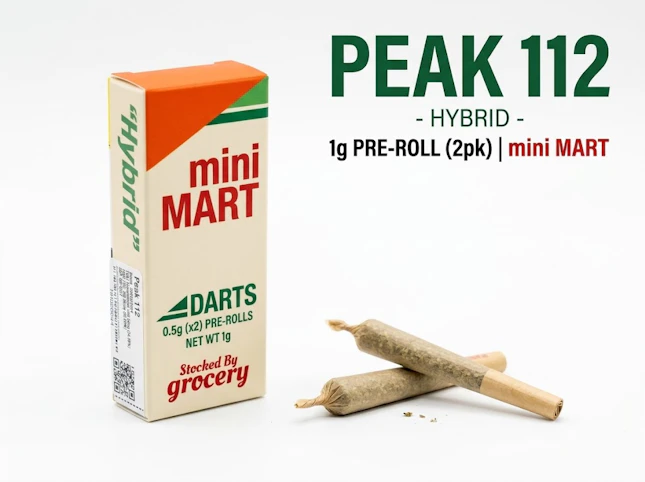 Mini Mart - Peak 112 -Hybrid- 29.60% THC | 1g Pre-Roll (2pk) | mini MART -n8 front