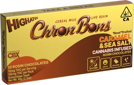 HIGHATUS - Caramel & Sea Salt ChronBons 10pk 100mg Live Rosin Chocolate Bites - Highatus